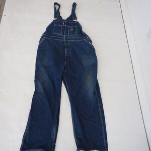 Vintage '90S Usa Works Dark Wash 100% Cotton Overalls Size 44X30